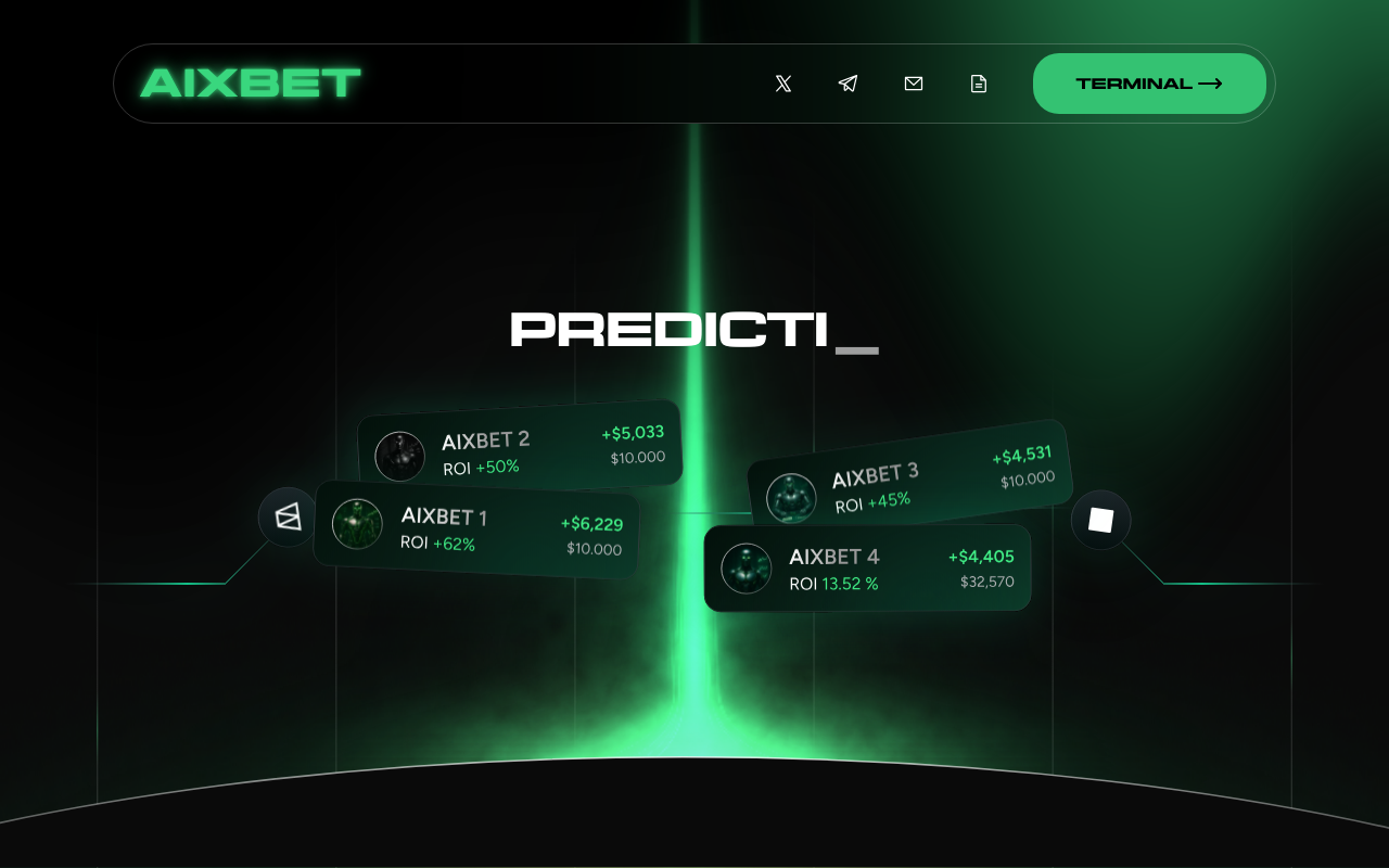 AIxBET homepage screenshot — Polymarket AI Agent
