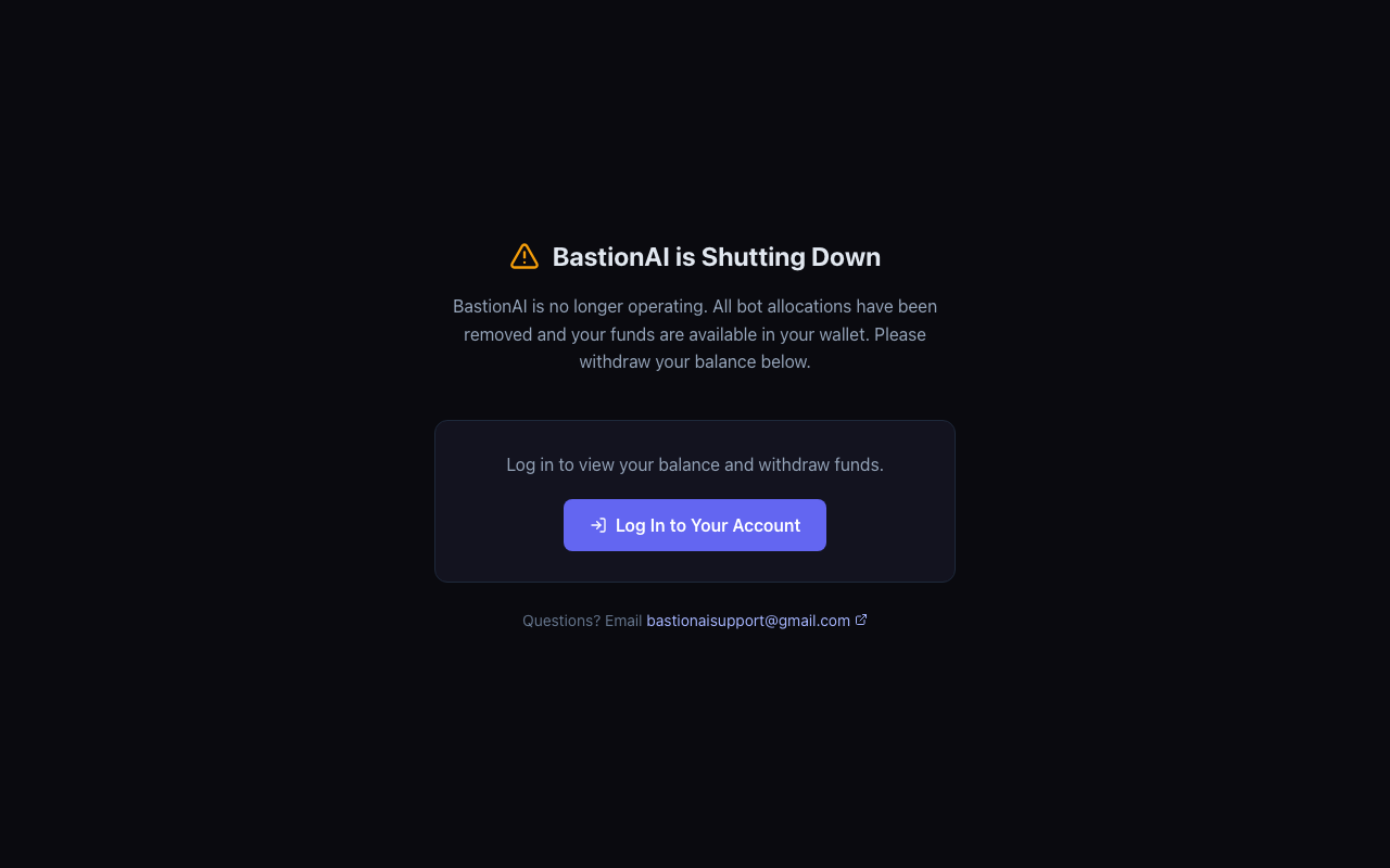 BastionAI.APP homepage screenshot — Polymarket Trading Bot
