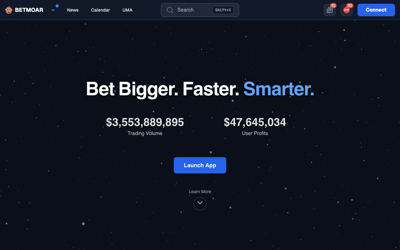 betmoar homepage screenshot — Polymarket Trading Bot