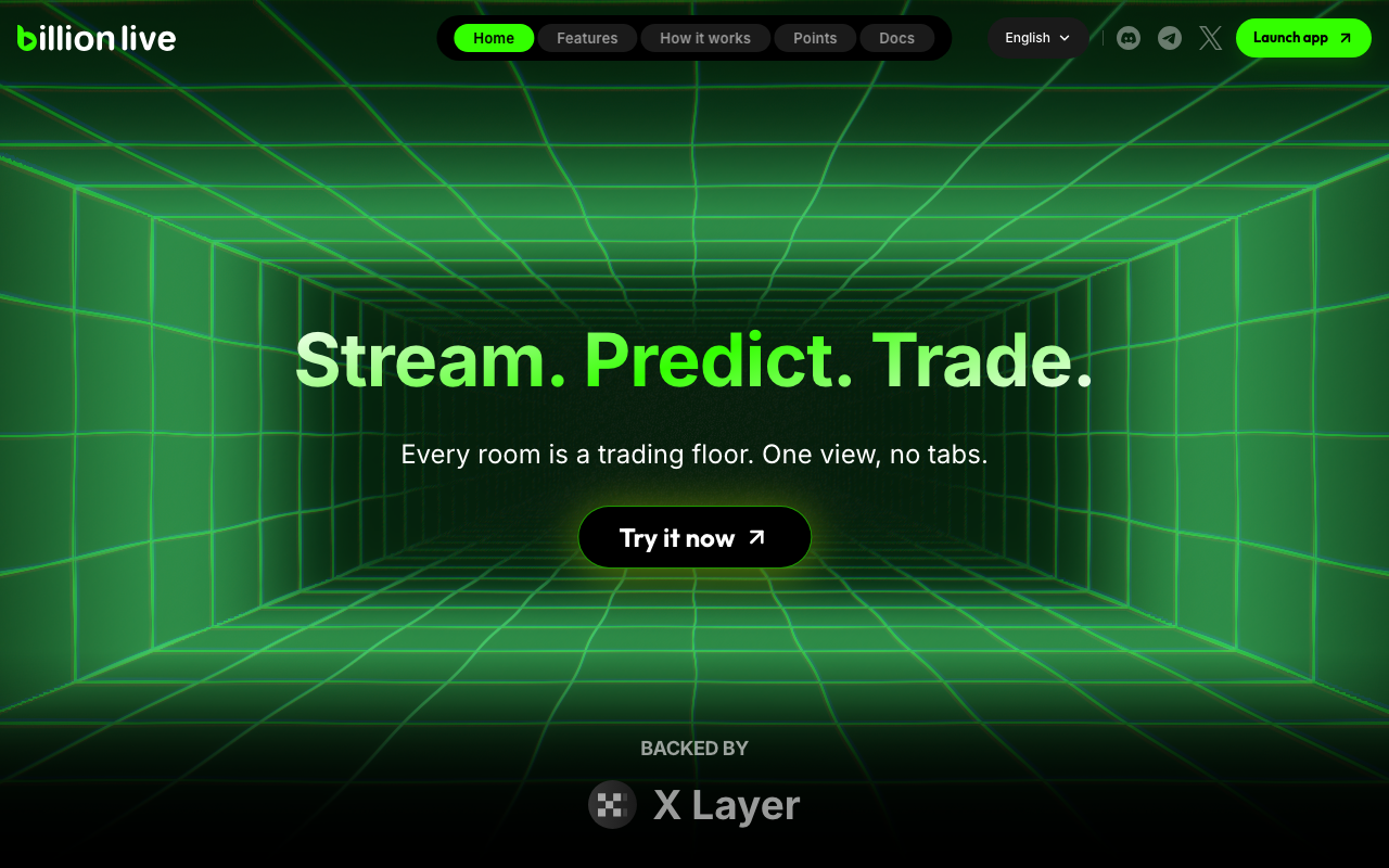 billion live homepage screenshot — Polymarket Trading Terminal