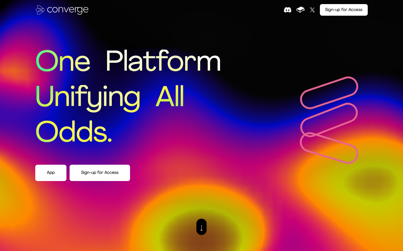 Converge homepage screenshot — Polymarket Aggregator