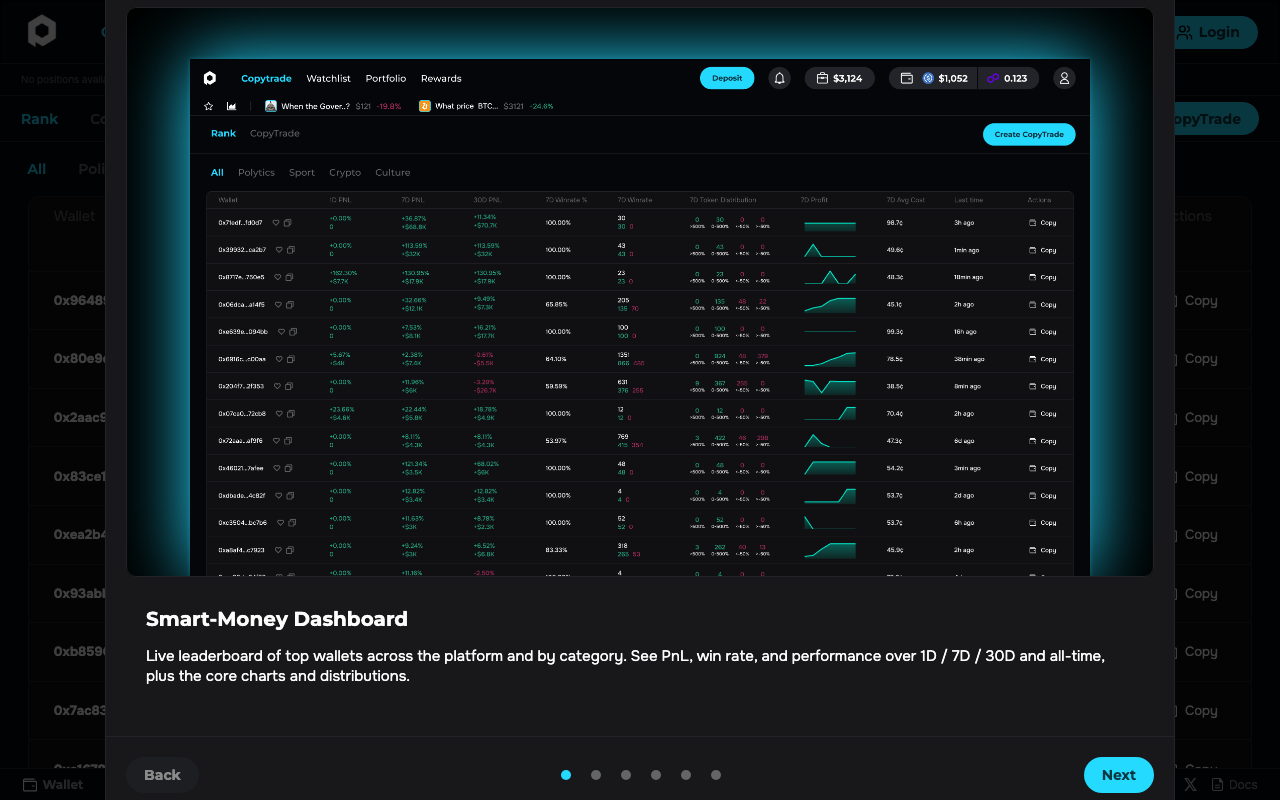copytrade.gg homepage screenshot — Polymarket Trading Bot