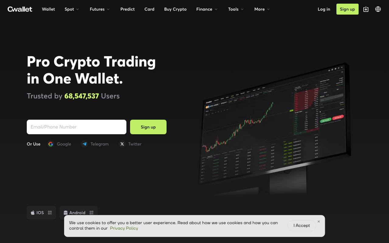 Cwallet homepage screenshot — Polymarket Wallet