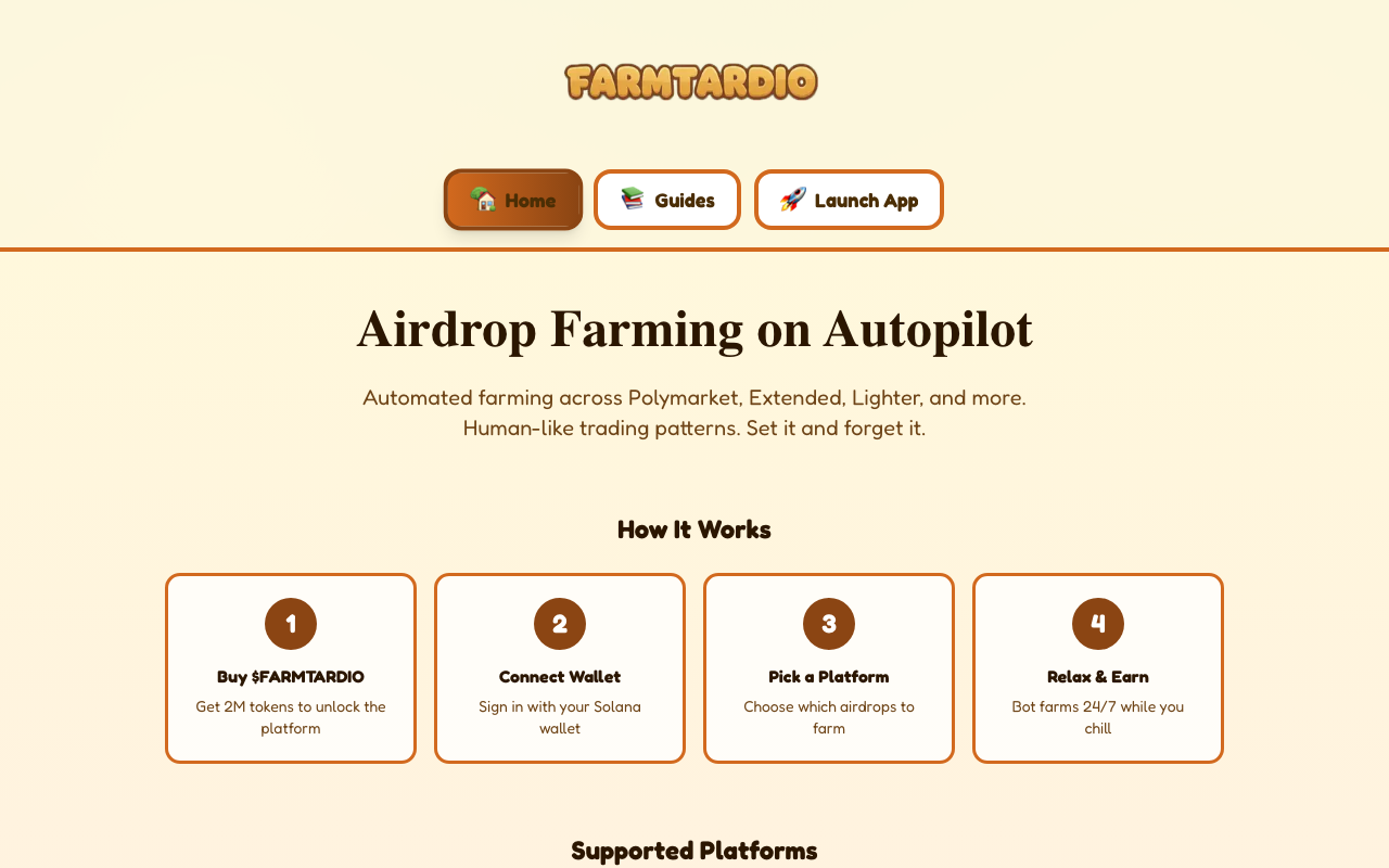 farmtardio homepage screenshot — Polymarket Analytics