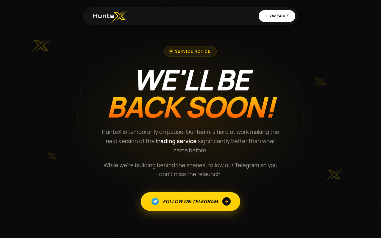 HunteX homepage screenshot — Polymarket Other