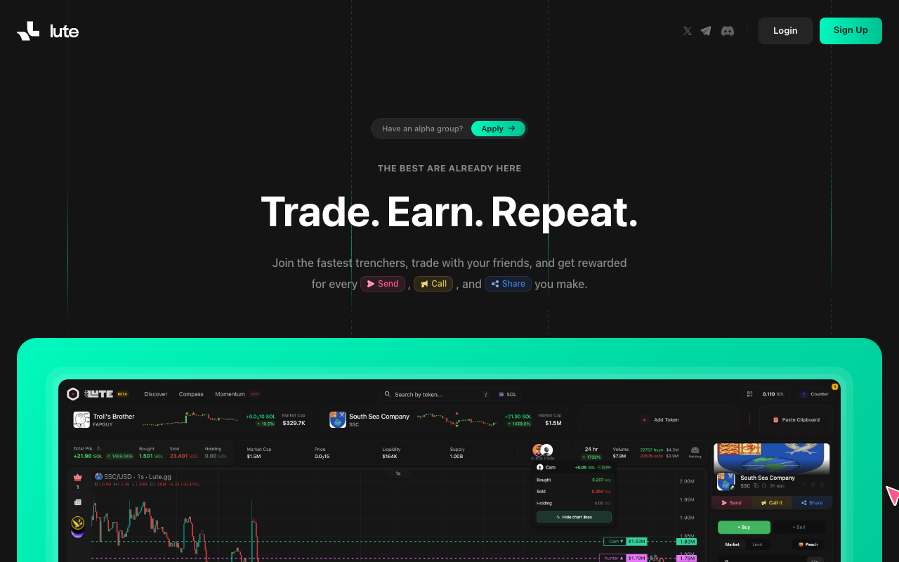 Lute homepage screenshot — Polymarket Aggregator