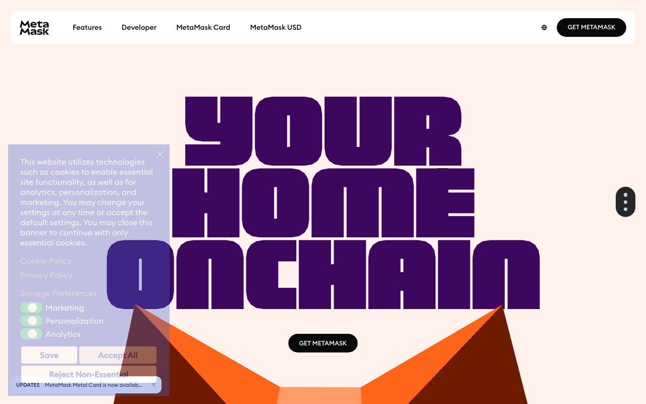 MetaMask homepage screenshot — Polymarket Wallet