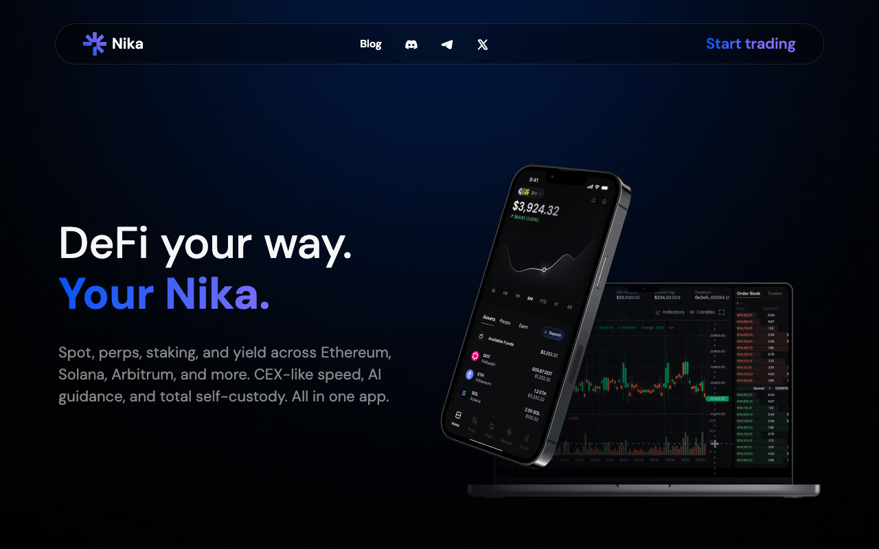 Nika Finance homepage screenshot — Polymarket Wallet