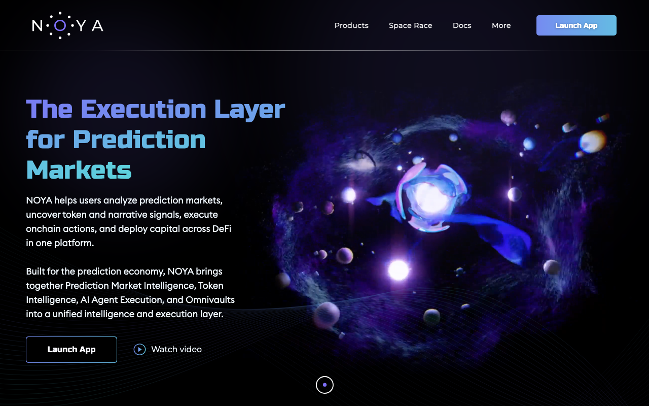 Noya Network homepage screenshot — Polymarket AI Agent