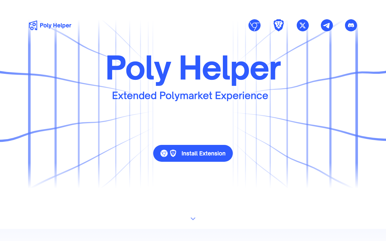 PolyHelper.io homepage screenshot — Polymarket Analytics