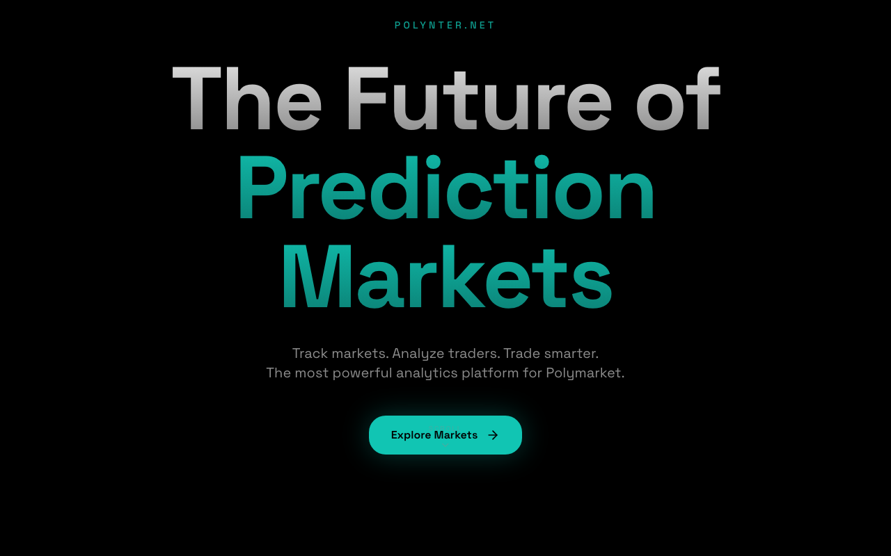 polynter.net homepage screenshot — Polymarket Analytics