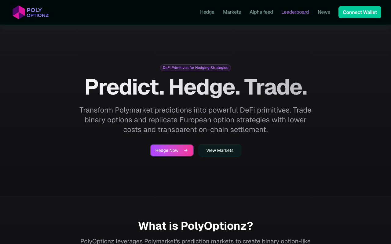 polyoptionz homepage screenshot — Polymarket Capital