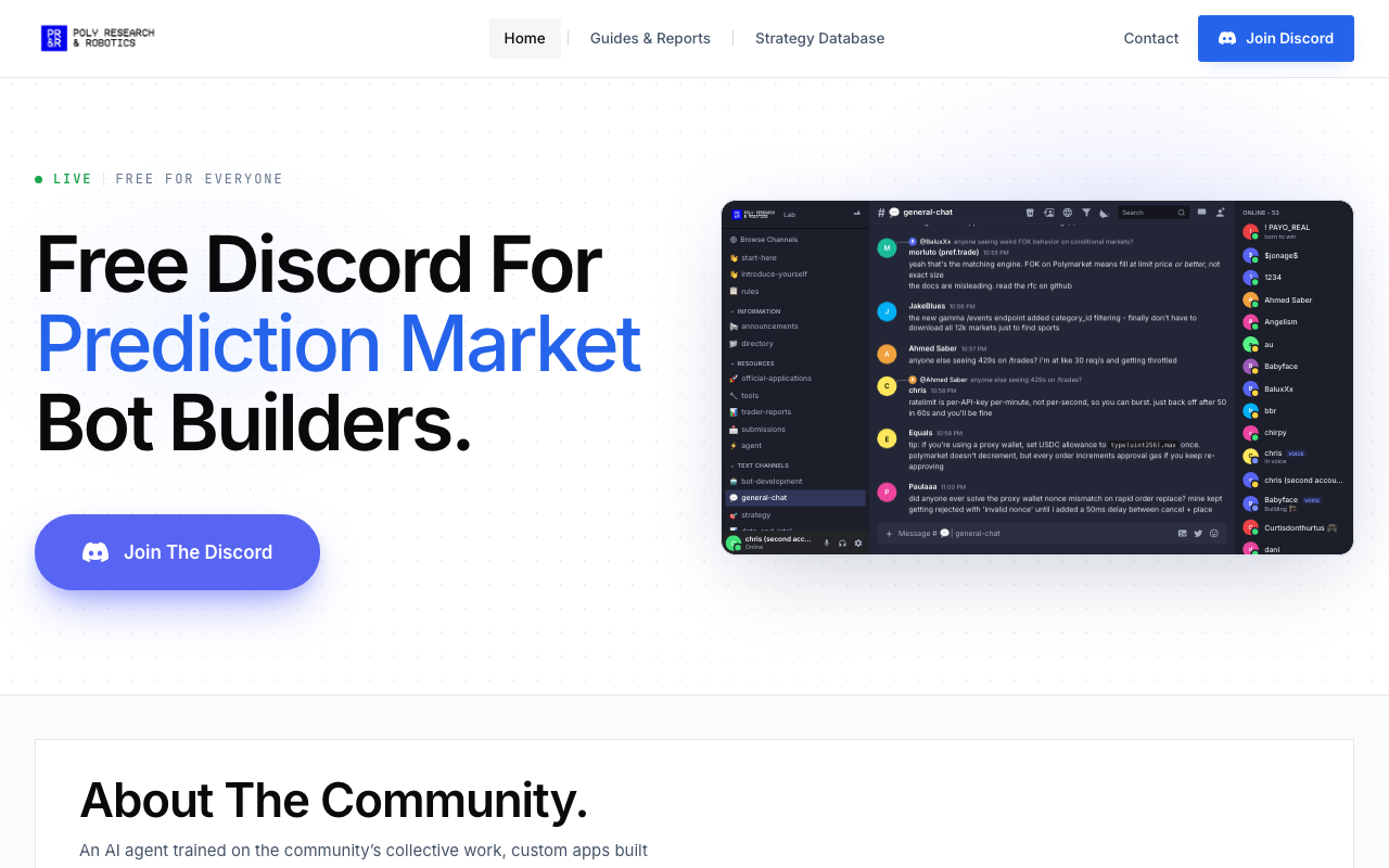 polyrobo.xyz homepage screenshot — Polymarket Trading Bot
