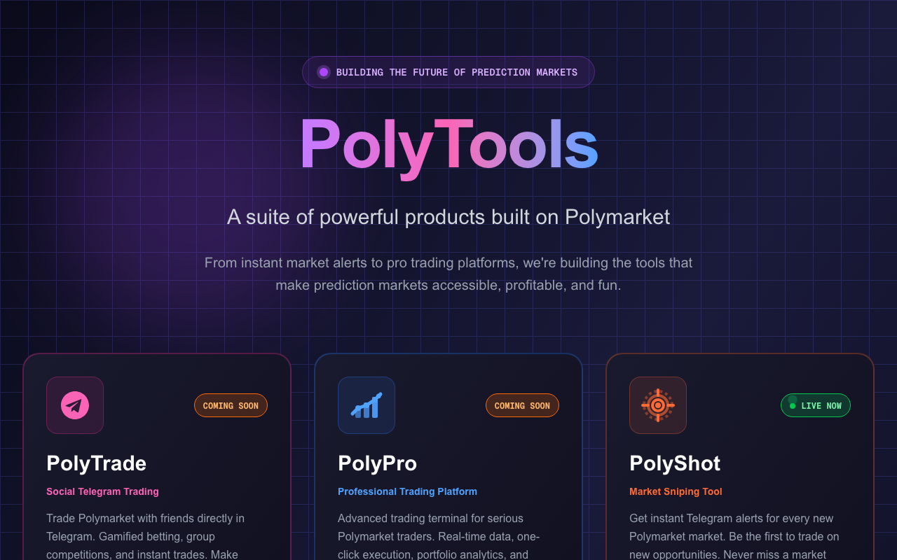 polyshot homepage screenshot — Polymarket Analytics