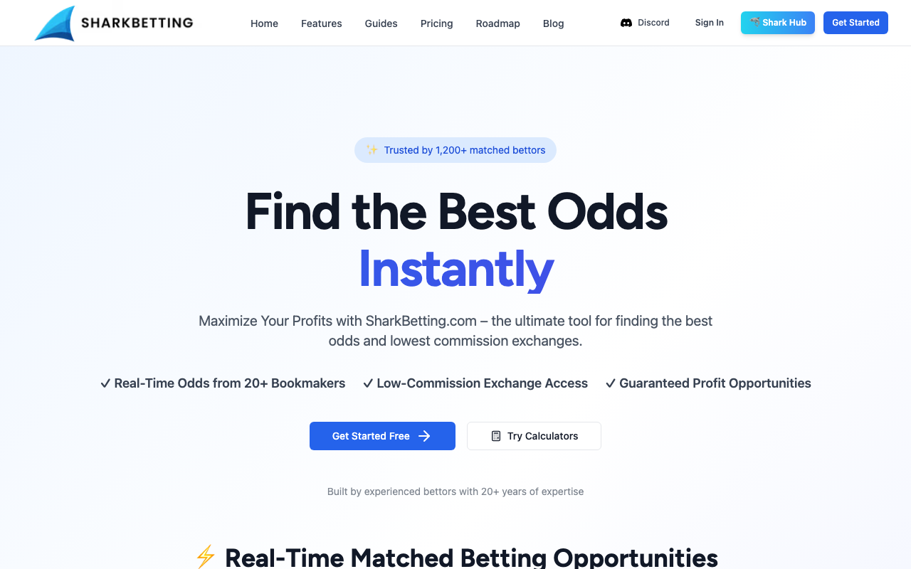 Sharkbetting.com homepage screenshot — Polymarket Sports
