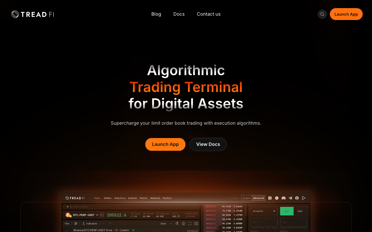 tread.fi homepage screenshot — Polymarket Capital