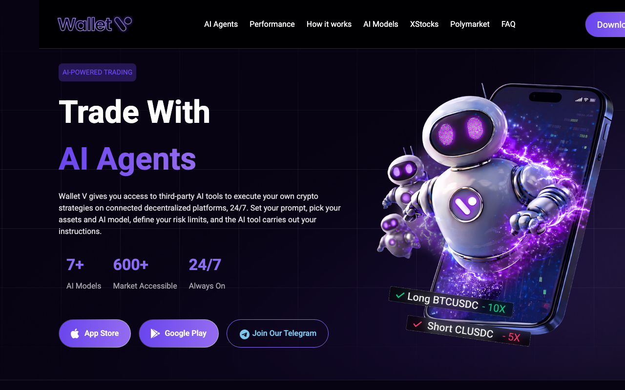 walletv.io homepage screenshot — Polymarket Wallet