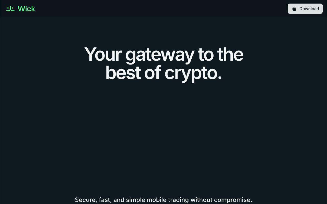 wick.trade homepage screenshot — Polymarket Wallet